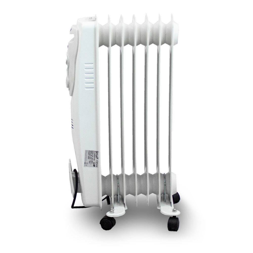 Elektrický olejový radiátor 1500W Bílý 7 žeber L BITUXX M18805